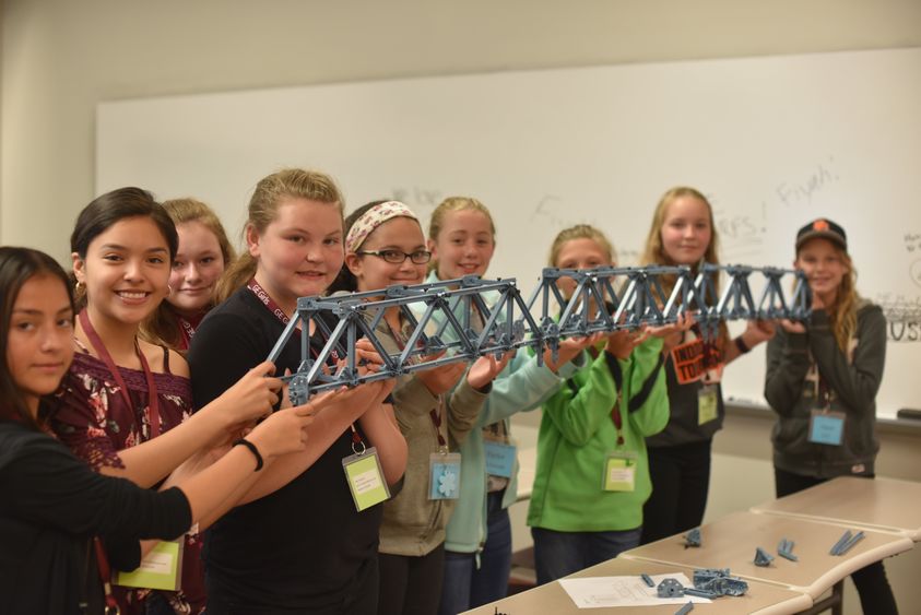 a bridge designed by girls during GE Girls @ Penn State Behrend is pictured.