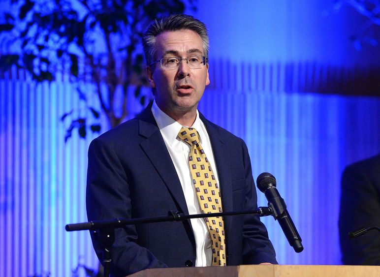 Penn State Behrend was recognized with the Commitment to Erie Award for large organizations Sept. 19 during an awards ceremony at the Bayfront Convention Center. Chancellor Ralph Ford is pictured here, accepting the award on the college's behalf.