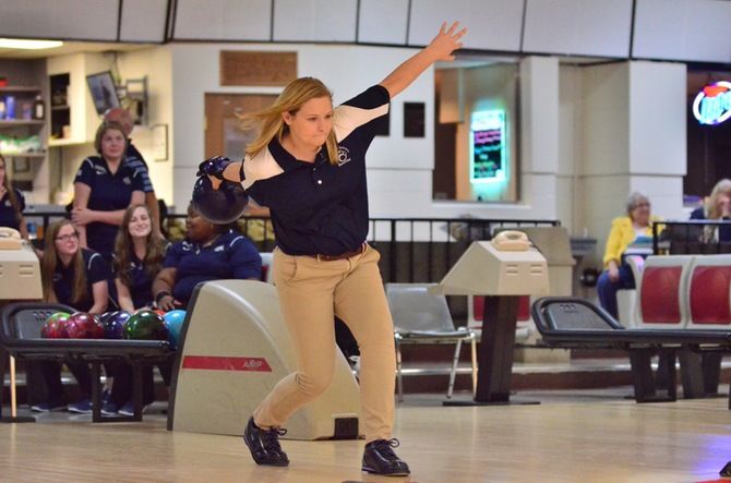 Hali Hartley Penn State Behrend bowler Hali Hartley prepares to roll.