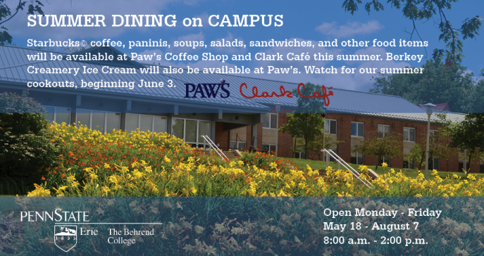New Summer Dining Hours for Paws and Clark Café