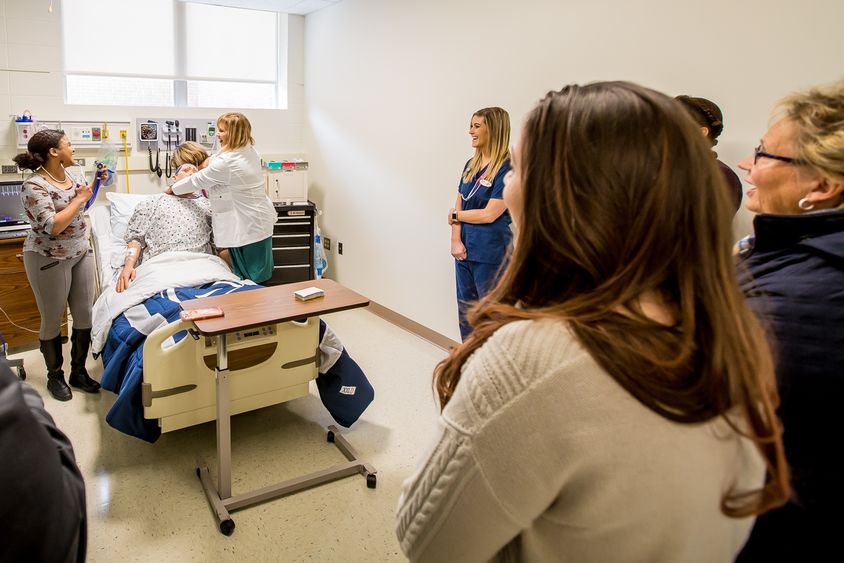 Visitors tour the new nursing simulation labs at Penn State Behrend