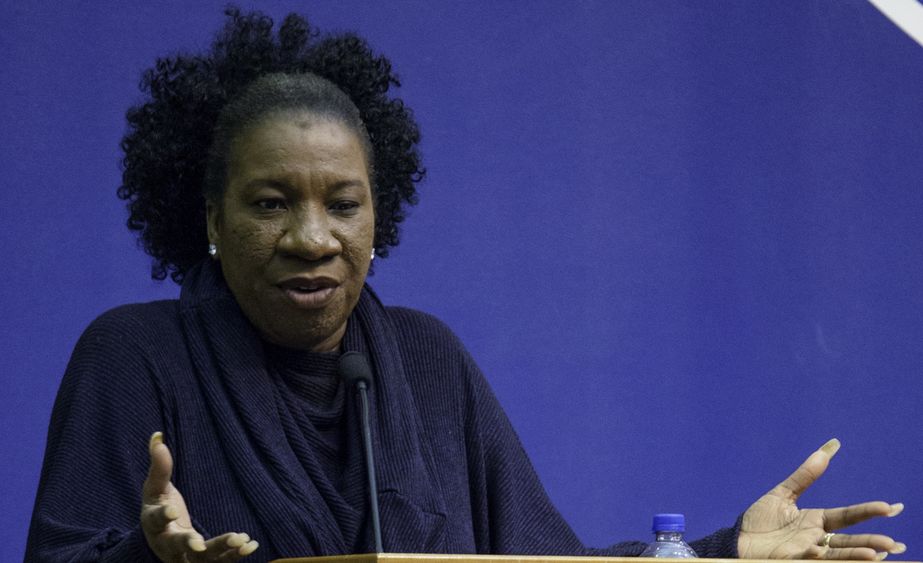 A close-up of "Me Too" founder Tarana Burke speaking at Penn State Behrend