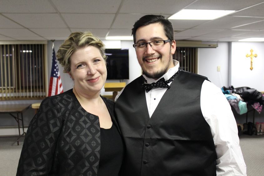 Taylor May, shown here with Gabrielle Dietrich, director of Choral Ensembles at Penn State Behrend and artistic director for YPC Erie, had never sung in a formal choir until he came to college.