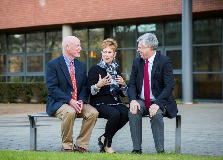 Jeff and Mary Beth Pinto meet with an administrator at the University of Ireland