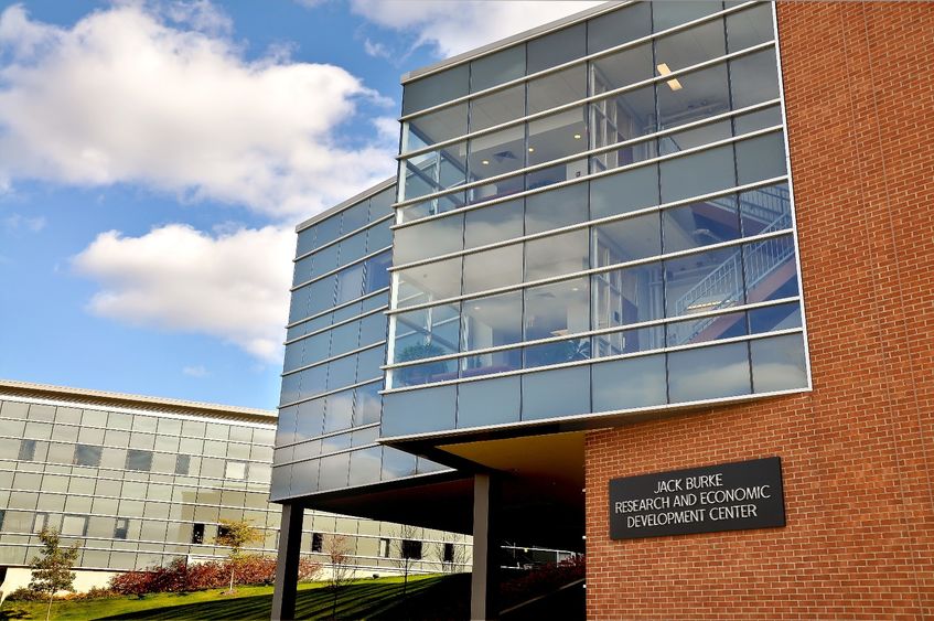 The entrance to Penn State Behrend's Burke Center