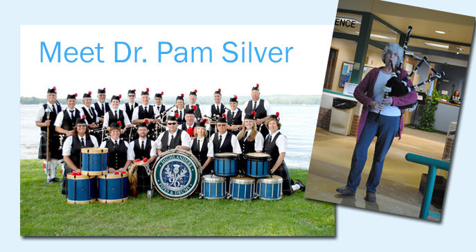 Distinguished professor, pipe major, and talented quilter. Distinguished professor, pipe major, and talented quilter.