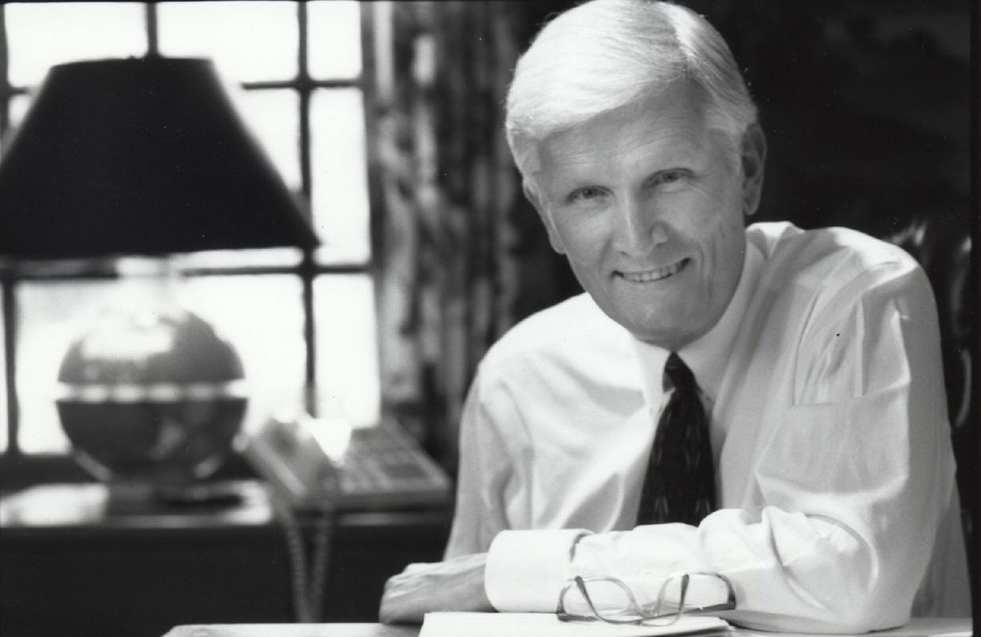 A black-and-white portrait of former Penn State Behrend Dean John M. Lilley