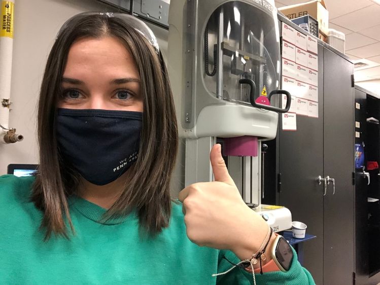 A photo of Penn State Behrend student Hannah Duncan in an engineering lab.