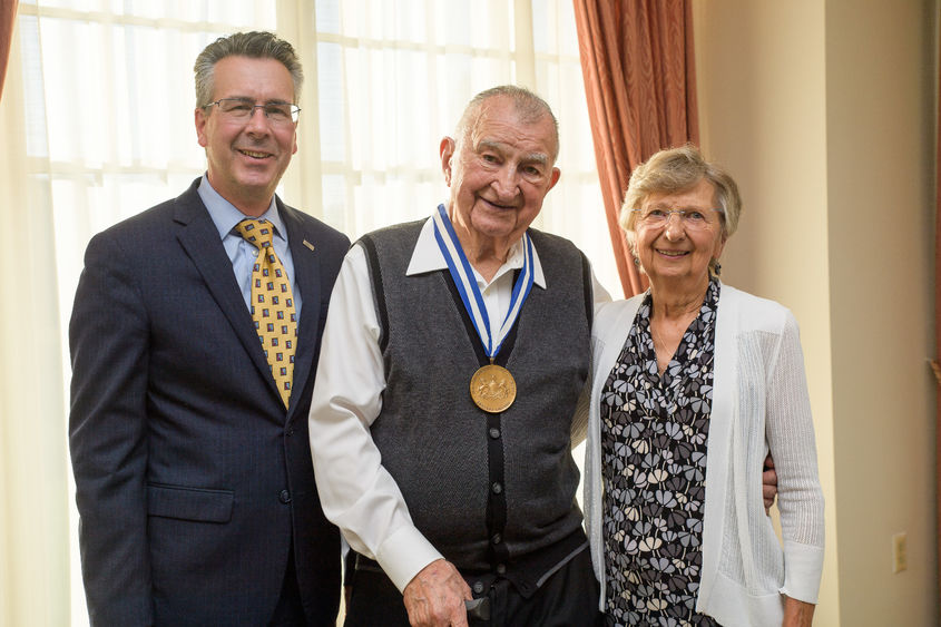 Penn State Behrend Chancellor Ralph Ford with Joe and Isabel Prischak Penn State Behrend Chancellor Ralph Ford presents the Behrend Medallion to Joe and Isabel Prischak