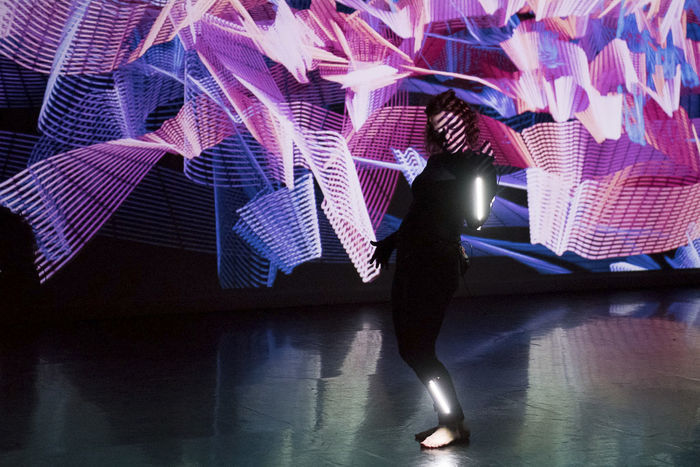 Lori Hepner, the Penn State Laureate, creates art with LED light sticks.