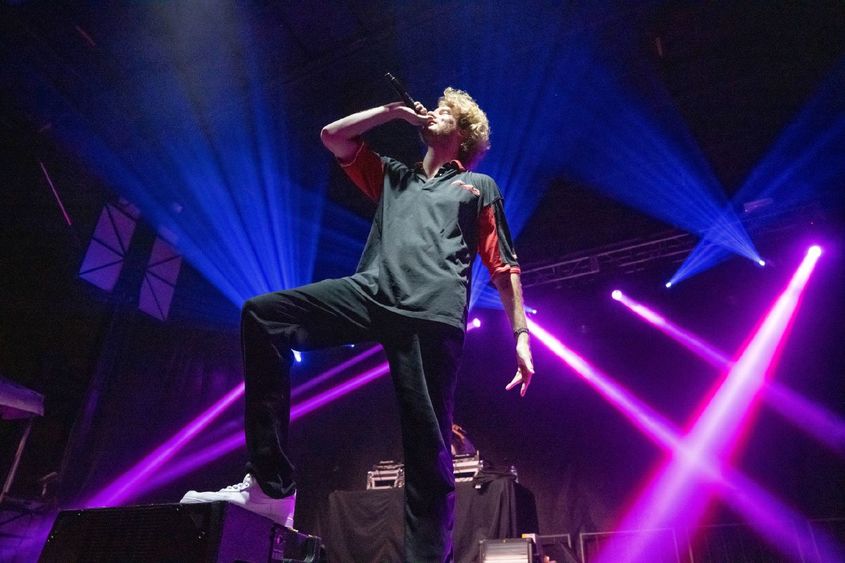 The rapper Yung Gravy sings during the 2022 student concert at Penn State Behrend.