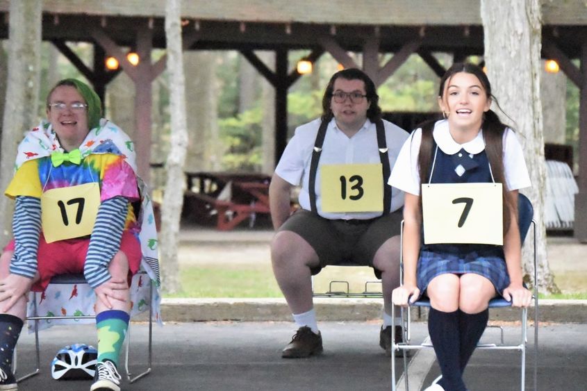 Penn State Behrend students rehearse a scene from "The 25th Annual Putnam County Spelling Bee"