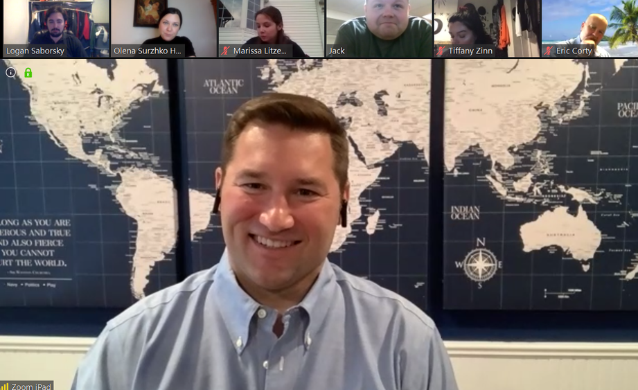 U.S. Rep. Guy Reschenthaler talks with students and faculty during a Zoom meeting with the Penn State Behrend political science program.