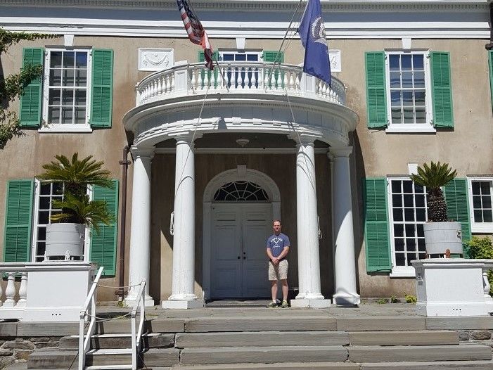 Steven Miller at Hyde Park Steven Miller stands on the front steps of the Hyde Park home of former President Franklin Delano Roosevelt