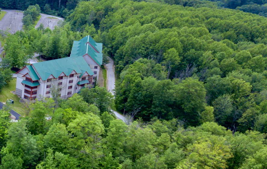 An image of the trees surrounding Ohio Hall at Penn State Behrend