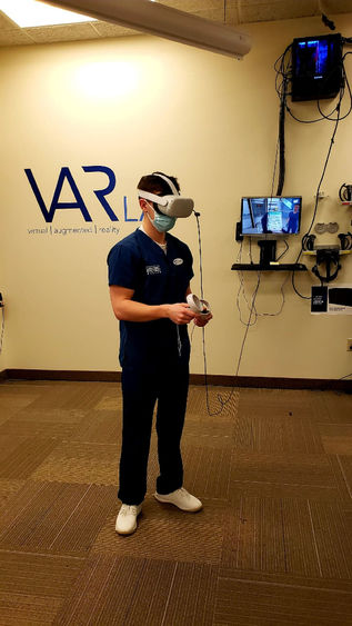 Student participating in VR simulation