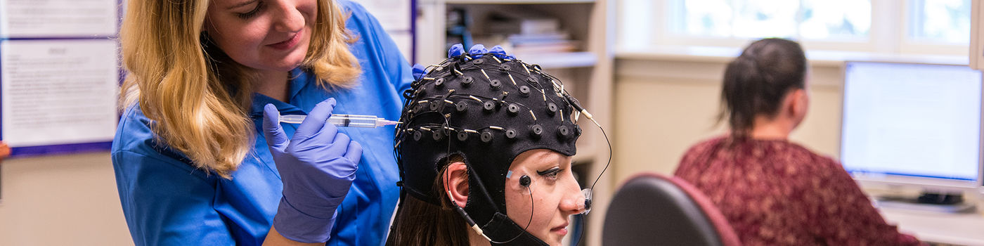 Penn State Behrend Psychology students conduct an experiment in the cognition laboratory.