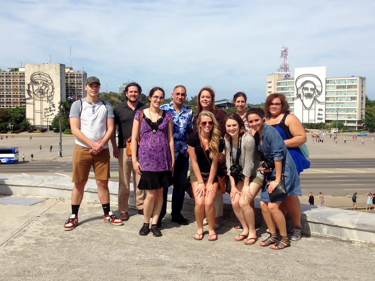 A group photo of Penn State Behrend students in Havana, Cuba.