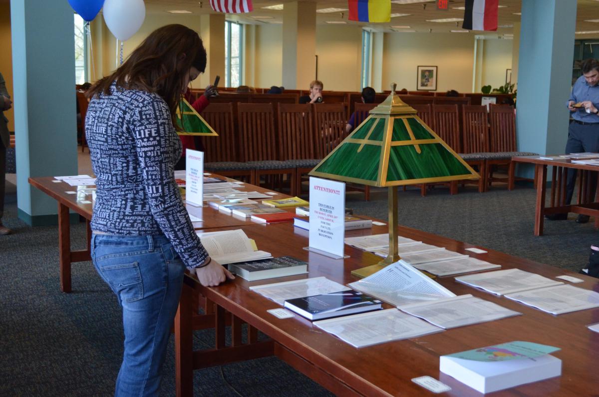 Nearly 100 scholarly works were showcased at the College Faculty Publication Reception on Thursday, April 10.
