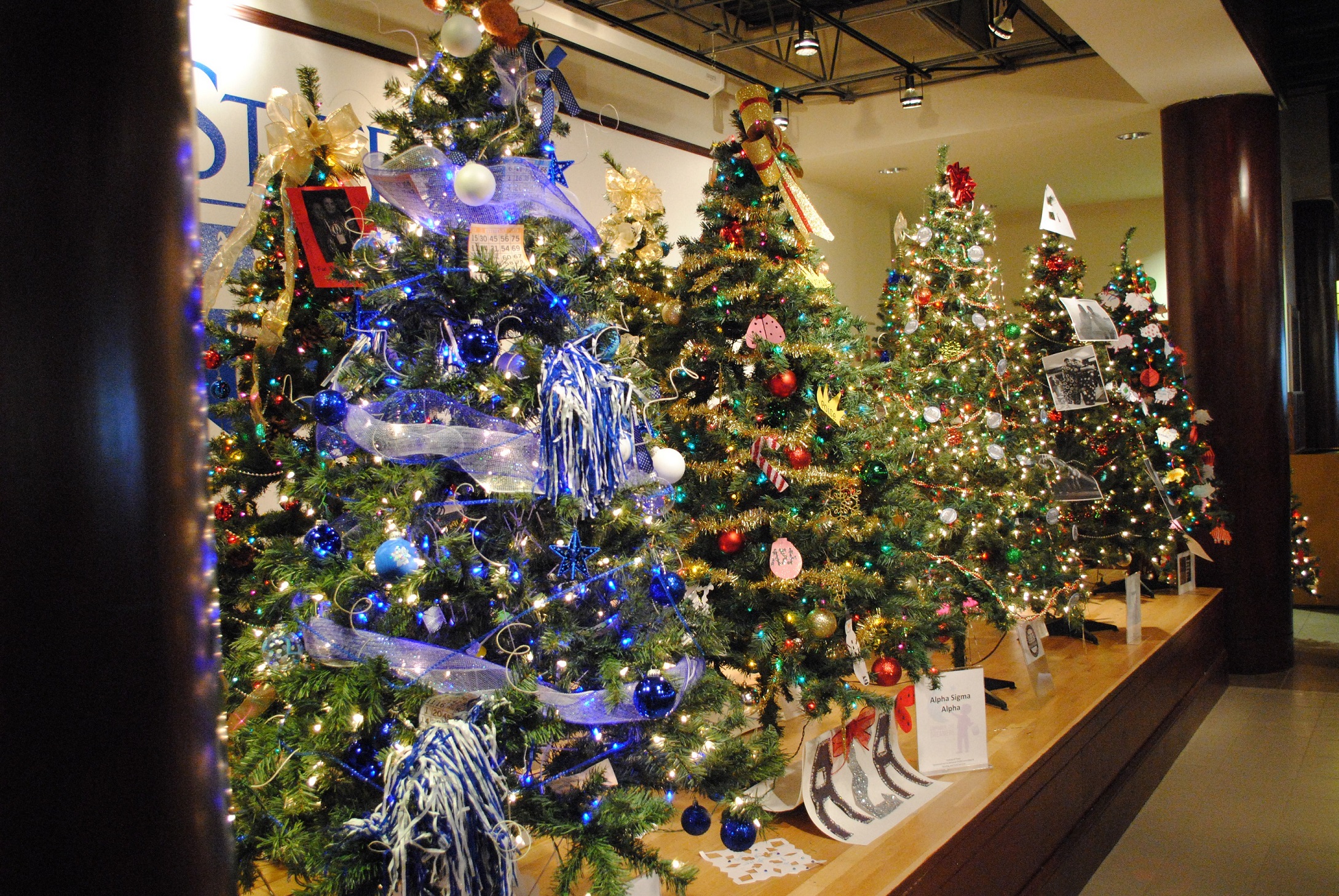 Twelve student groups have designed trees as part of the Penn State Behrend Festival of Trees.
