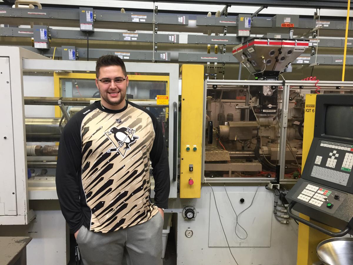 Stephen Levy, a senior plastics engineering technology major, produced a video that finished third in a student video contest sponsored by the Society of the Plastics Industry.