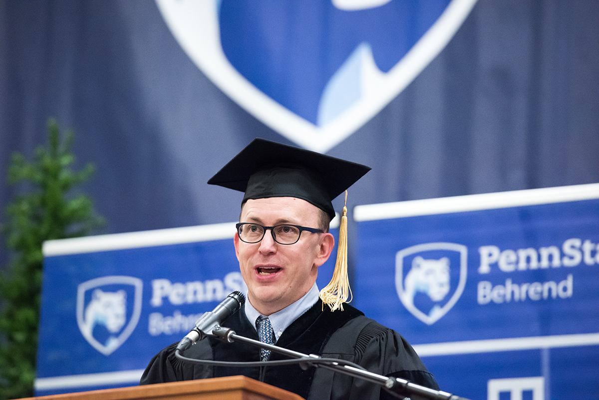 Michael Woycheck at podium