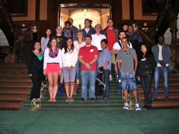 Penn State and Ryerson students at the entrance to Queen's Park, home of the Ontario Provincial Parliament