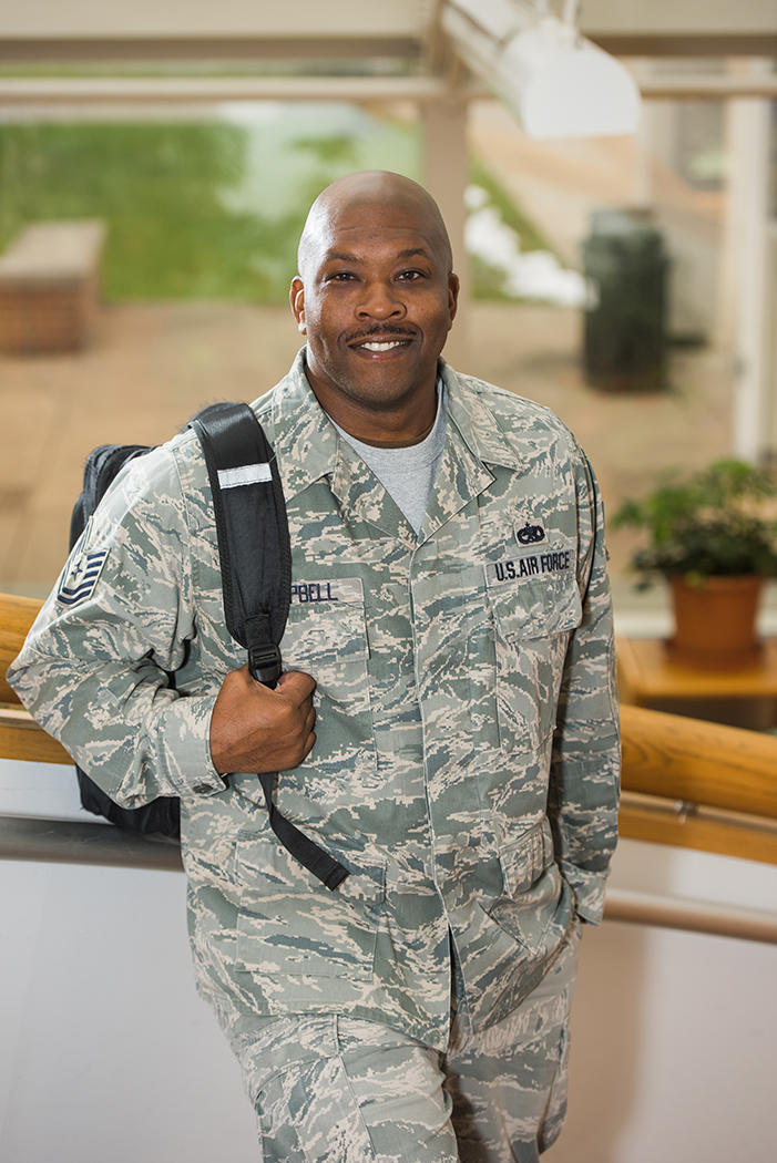 Veteran student in Reed Union Building