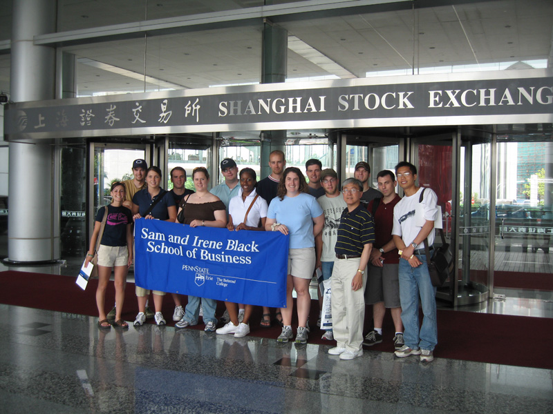 Students from the Black School of Business visit the Shanghai Stock Exchange.