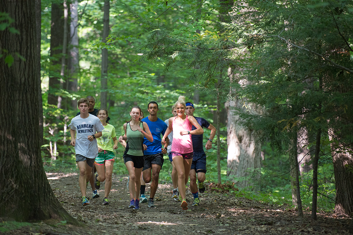 Running in woods