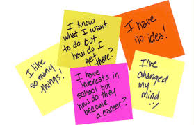Post-it notes with comments about careers